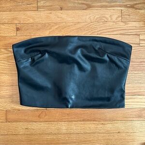 Aritzia Ten by Babaton Black Faux Leather Tube Top M